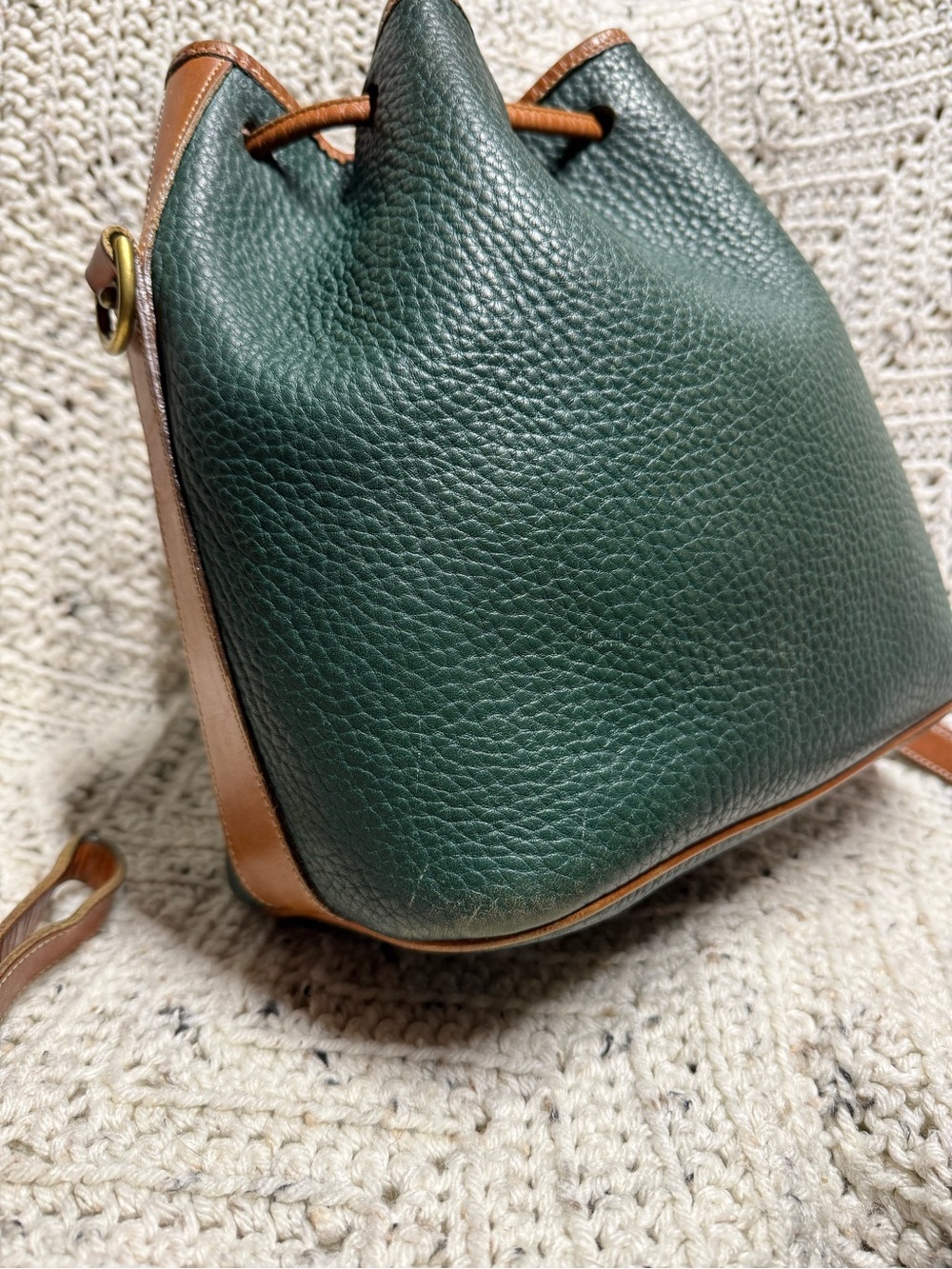 Vintage Dooney & Bourke Fir Green Drawstring Bucket Bag - Picture 8 of 12